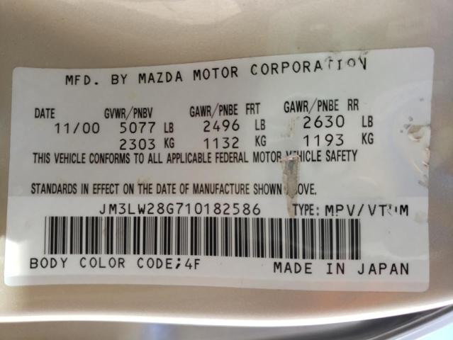 Photo 10 from auction – 2001 MAZDA MPV WAGON with VIN JM3LW28G710182586