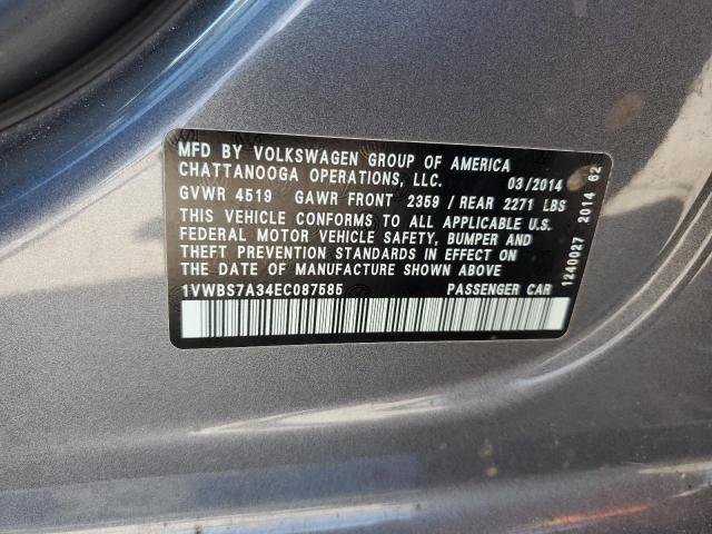 Photo 10 from auction – 2014 VOLKSWAGEN PASSAT SE with VIN 1VWBS7A34EC087585