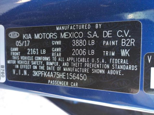 Photo 10 from auction – 2017 KIA FORTE LX with VIN 3KPFK4A75HE156450