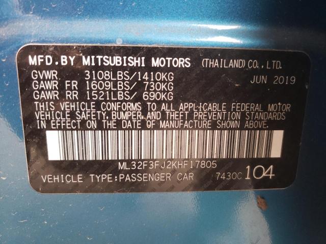 Photo 10 from auction – 2019 MITSUBISHI MIRAGE G4 with VIN ML32F3FJ2KHF17805