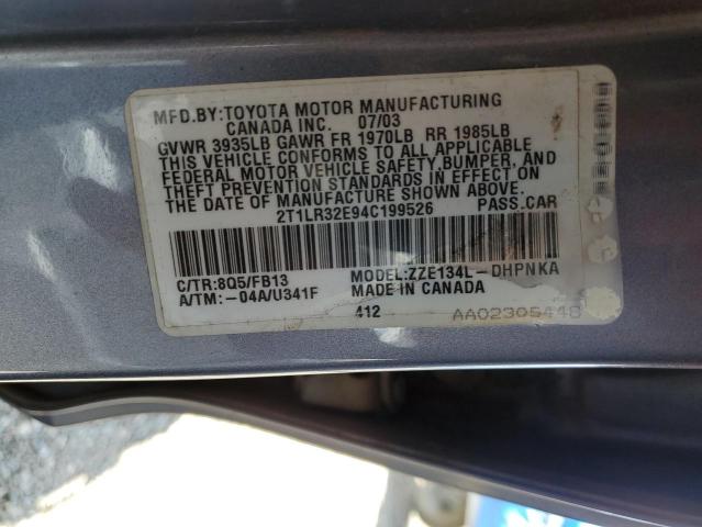 Photo 10 from auction – 2004 TOYOTA COROLLA MA with VIN 2T1LR32E94C199526