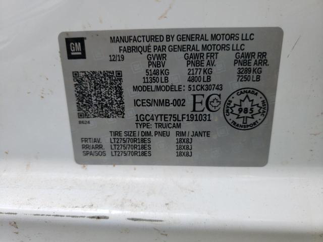 Photo 10 from auction – 2020 CHEVROLET SILVERADO with VIN 1GC4YTE75LF191031