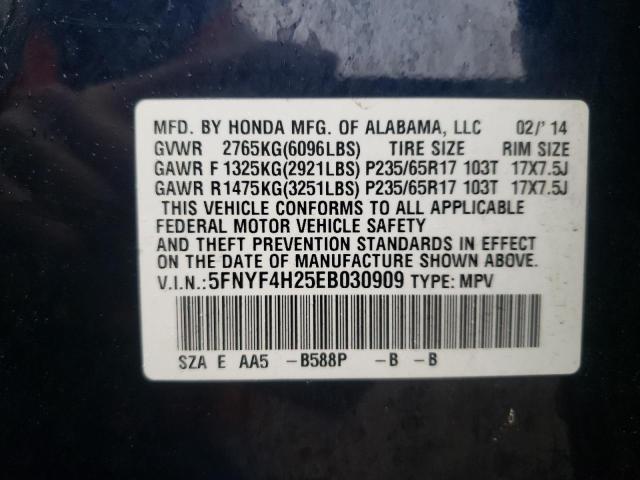 Photo 10 from auction – 2014 HONDA PILOT LX with VIN 5FNYF4H25EB030909