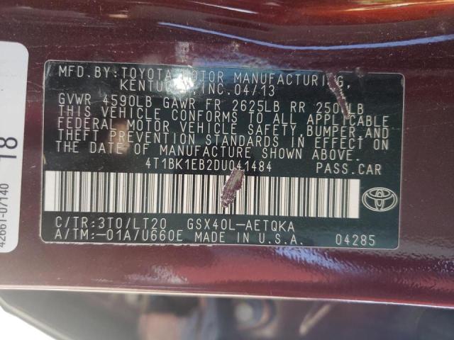 Photo 10 from auction – 2013 TOYOTA AVALON BAS with VIN 4T1BK1EB2DU041484