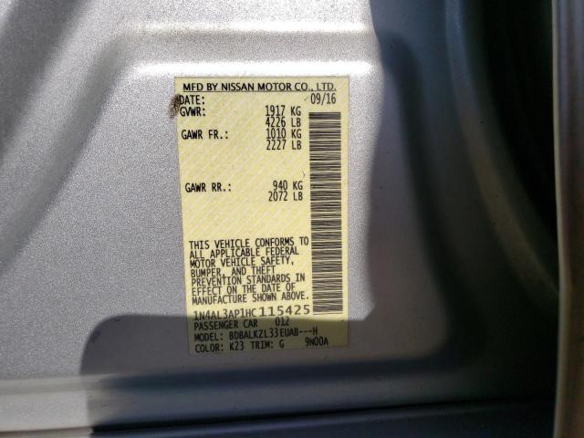 Photo 10 from auction – 2017 NISSAN ALTIMA 2.5 with VIN 1N4AL3AP1HC115425