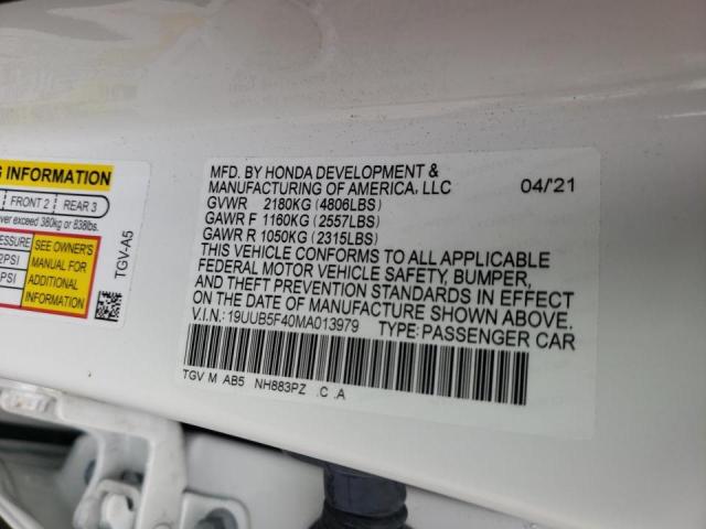 Photo 10 from auction – 2021 ACURA TLX TECHNO with VIN 19UUB5F40MA013979