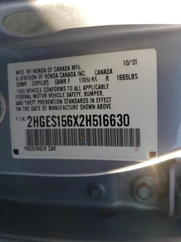 Photo 10 from auction – 2002 HONDA CIVIC LX with VIN 2HGES156X2H516630