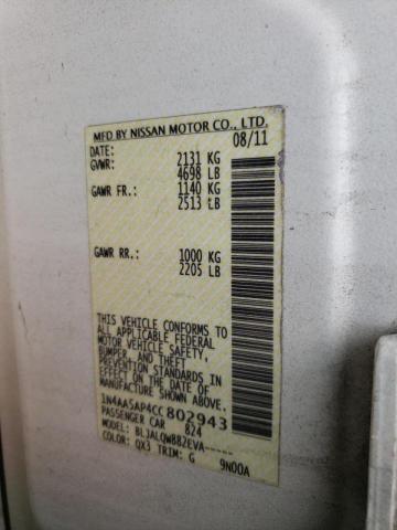 Photo 10 from auction – 2012 NISSAN MAXIMA S with VIN 1N4AA5AP4CC802943