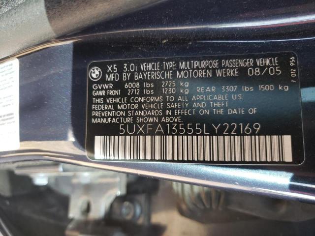 Photo 10 from auction – 2005 BMW X5 3.0I with VIN 5UXFA13555LY22169