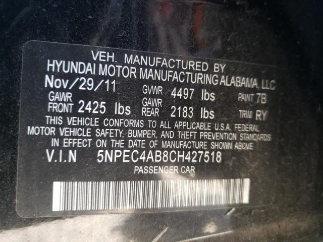 Photo 10 from auction – 2012 HYUNDAI SONATA SE with VIN 5NPEC4AB8CH427518