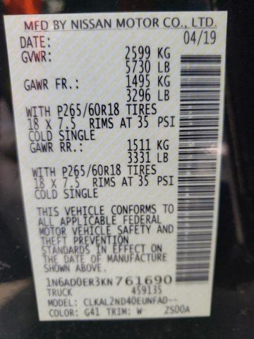 Photo 10 from auction – 2019 NISSAN FRONTIER S with VIN 1N6AD0ER3KN761690