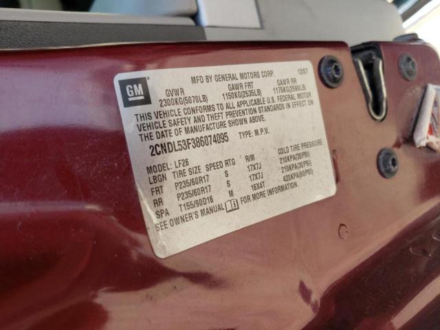 Photo 10 from auction – 2008 CHEVROLET EQUINOX LT with VIN 2CNDL53F386074095