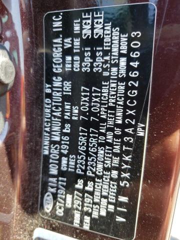 Photo 10 from auction – 2012 KIA SORENTO BA with VIN 5XYKT3A2XCG264603