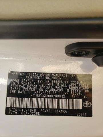 Photo 10 from auction – 2008 TOYOTA CAMRY CE with VIN 4T1BE46K98U760812