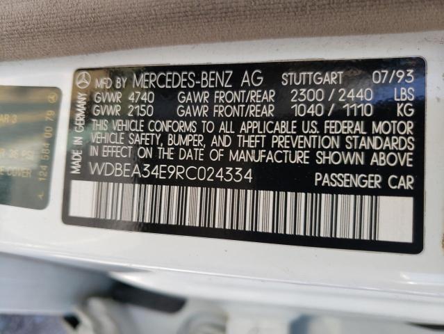 Photo 10 from auction – 1994 MERCEDES-BENZ E 420 with VIN WDBEA34E9RC024334