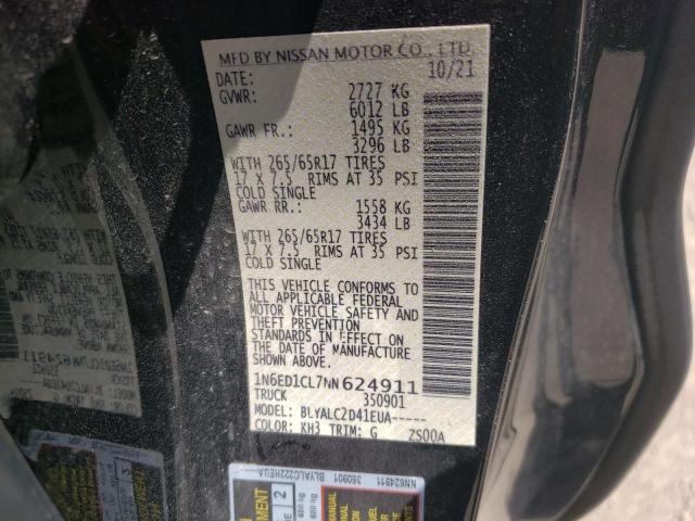 Photo 10 from auction – 2022 NISSAN FRONTIER S with VIN 1N6ED1CL7NN624911