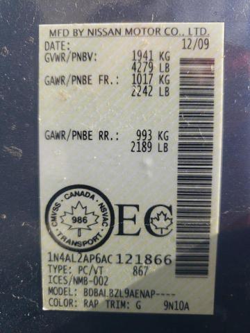 Photo 10 from auction – 2010 NISSAN ALTIMA BAS with VIN 1N4AL2AP6AC121866