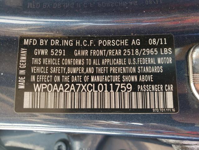 Photo 10 from auction – 2012 PORSCHE PANAMERA 2 with VIN WP0AA2A7XCL011759