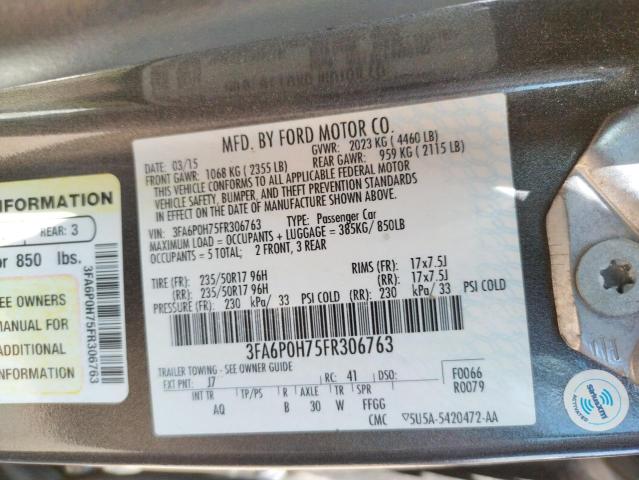 Photo 10 from auction – 2015 FORD FUSION SE with VIN 3FA6P0H75FR306763