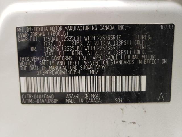 Photo 10 from auction – 2013 TOYOTA RAV4 XLE with VIN 2T3RFREV0DW110059