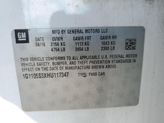 Photo 10 from auction – 2017 CHEVROLET IMPALA LT with VIN 1G1105S3XHU117347