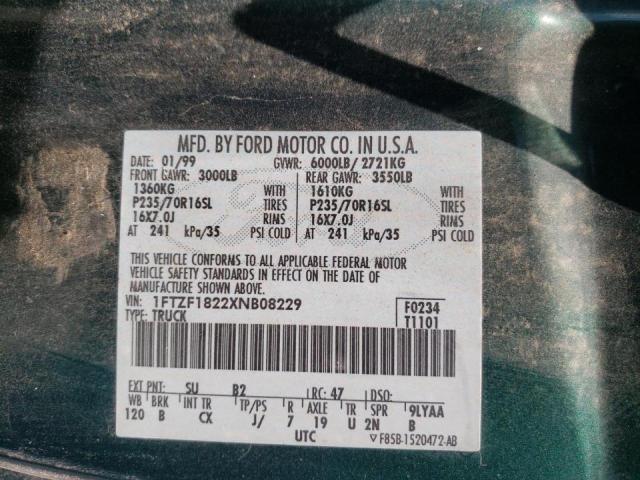 Photo 10 from auction – 1999 FORD F150 with VIN 1FTZF1822XNB08229