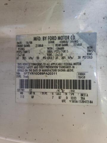 Photo 10 from auction – 2009 FORD RANGER with VIN 1FTYR10D89PA20311