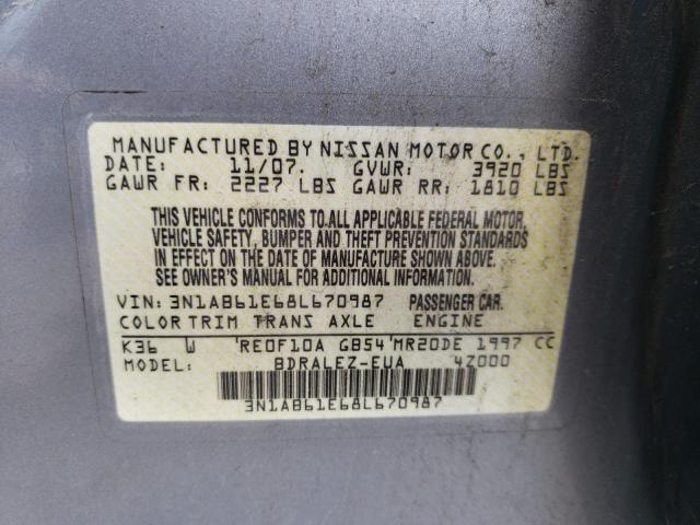 Photo 10 from auction – 2008 NISSAN SENTRA 2.0 with VIN 3N1AB61E68L670987