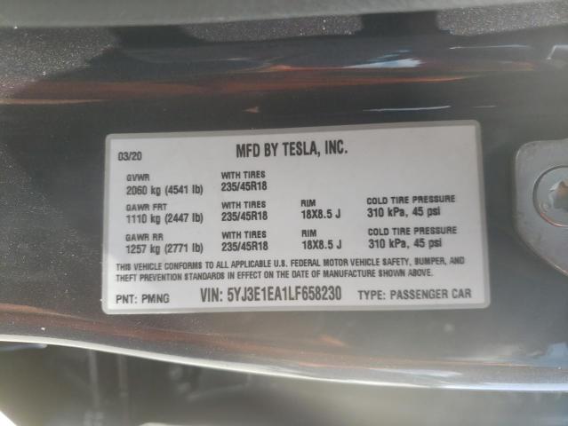 Photo 10 from auction – 2020 TESLA MODEL 3 with VIN 5YJ3E1EA1LF658230