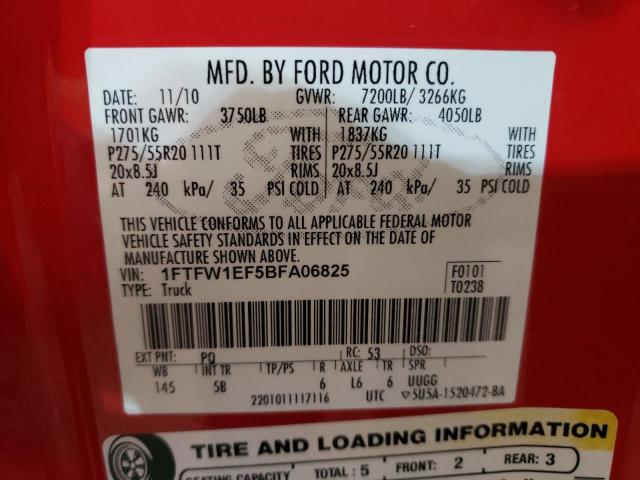 صورة رقم 10 من المزاد - 2011 FORD F150 SUPER مع VIN 1FTFW1EF5BFA06825