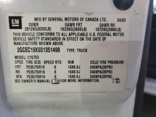 Photo 10 from auction – 2003 CHEVROLET SILVERADO with VIN 2GCEC19X931351498