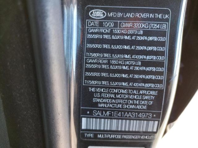 Photo 10 from auction – 2010 LAND ROVER RANGE ROVE with VIN SALMF1E41AA314973