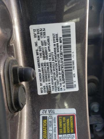 Photo 10 from auction – 2012 HONDA CR-V EXL with VIN 5J6RM3H7XCL016136