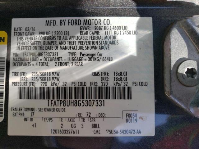 Photo 10 from auction – 2016 FORD MUSTANG with VIN 1FATP8UH8G5307331