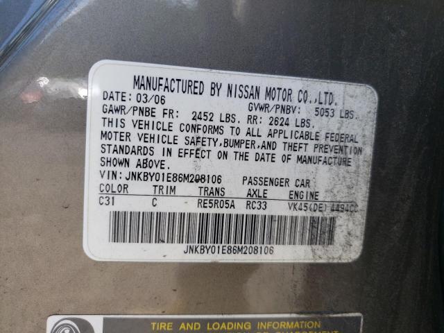 Photo 10 from auction – 2006 INFINITI M45 BASE with VIN JNKBY01E86M208106