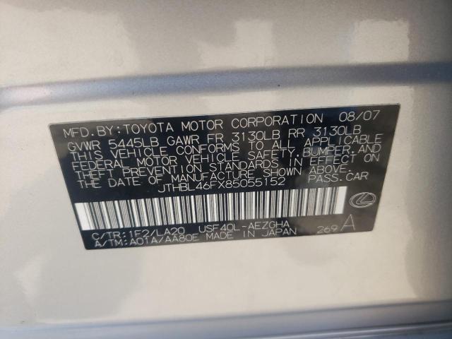 Photo 10 from auction – 2008 LEXUS LS 460 with VIN JTHBL46FX85055152
