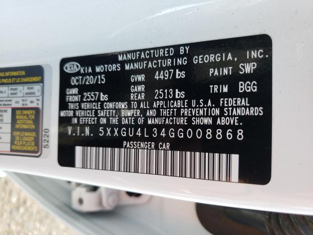 Photo 10 from auction – 2016 KIA OPTIMA EX with VIN 5XXGU4L34GG008868