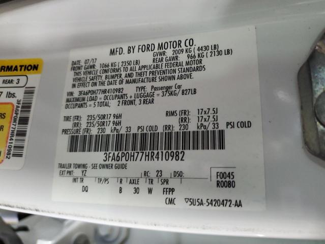 Photo 10 from auction – 2017 FORD FUSION SE with VIN 3FA6P0H77HR410982