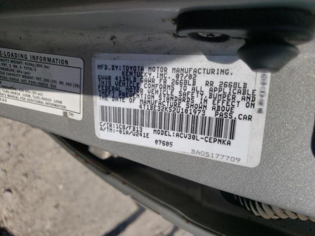 Photo 10 from auction – 2002 TOYOTA CAMRY LE with VIN 4T1BE32K52U101973