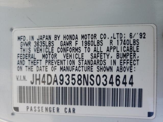 Photo 10 from auction – 1992 ACURA INTEGRA LS with VIN JH4DA9358NS034644