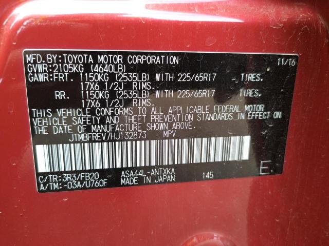 Photo 10 from auction – 2017 TOYOTA RAV4 LE with VIN JTMBFREV7HJ132873