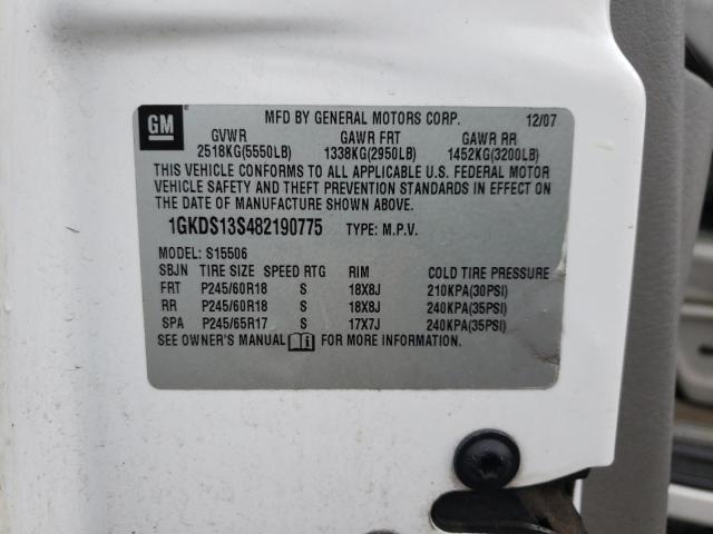 Photo 10 from auction – 2008 GMC ENVOY with VIN 1GKDS13S482190775