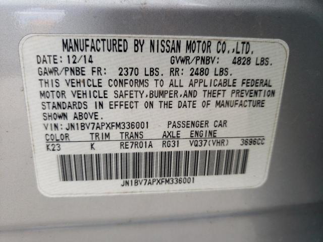 Photo 10 from auction – 2015 INFINITI Q50 BASE with VIN JN1BV7APXFM336001