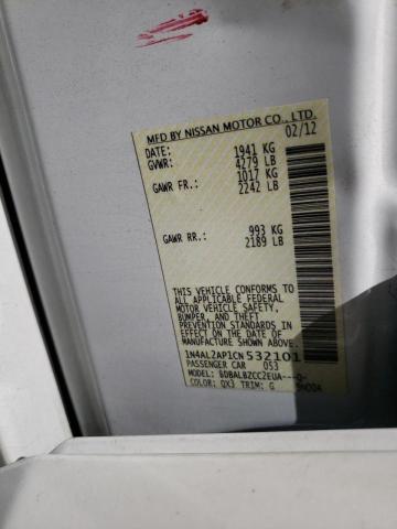 Photo 10 from auction – 2012 NISSAN ALTIMA BAS with VIN 1N4AL2AP1CN532101