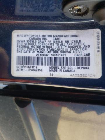 Photo 10 from auction – 2004 TOYOTA COROLLA with VIN 2T1BR32E73C161481