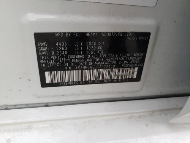 Photo 10 from auction – 2012 SUBARU LEGACY 2.5 with VIN 4S3BMCA60C3032158
