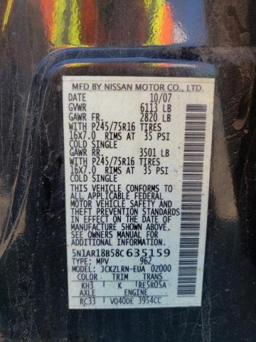 Photo 10 from auction – 2008 NISSAN PATHFINDER with VIN 5N1AR18B58C635159