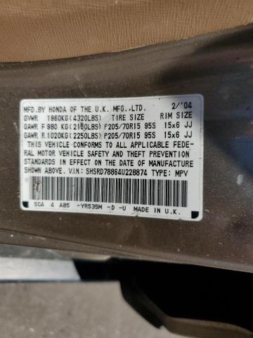 Photo 10 from auction – 2004 HONDA CR-V EX with VIN SHSRD78864U228874
