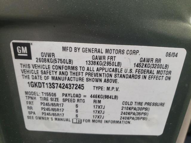 Photo 10 from auction – 2004 GMC ENVOY with VIN 1GKDT13S742437245