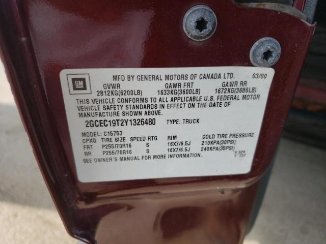Photo 10 from auction – 2000 CHEVROLET SILVERADO with VIN 2GCEC19T2Y1326480